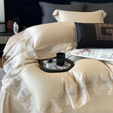 Luxury Hollow Embroidery Wide Edge Bedding Set 1000TC Lyocell Cotton Soft Silky Duvet Cover Flat/Fitted Bed Sheet Pillowcases