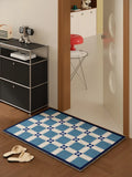 Heavy Duty Wire Loop Doormat Minimalist Plaid Entrance Rug Anti-Slip Dust Trapping Floor Mat for Home, Entryway, and Hallway