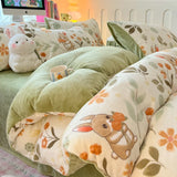 New high-weight, fresh and light milk fleece printed quilt cover Thickened warm Duvet cover