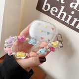 1pc Cartoon For Redmi Buds 5 Pro Case Transparent Fashion flower pattern Keychian Silicone Earphones Cover redmi buds 5Pro