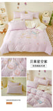 Pink Bedding Sets Solid Color Washed Cotton Home Girls Bedroom Decor Duvet Cover Pillowcase Bedspread Embroidery Four Piece Set