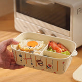 Microwave Oven Specific Ceramic Bento Box Divided Into Compartments Dining Box with Lid Fresh Keeping Box Cute