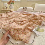 Princess Summer Quilt Washed Cotton Air Conditioner Student Dormi Thin Quilt With Lace Skin-friendly Soft Blanket Home Textiles