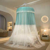New Hung Dome Bed Canopy Mosquito Net for Girl Women Lace Yarn 2 Layers Round Dome Tent Curtain Room Decor