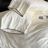 Vintage Jacquard Luxury Bedding Set Super Soft Silky Cooling Natural Lyocell Duvet Cover Flat/Fitted Bed Sheet Pillowcases 3/4Pc