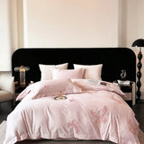 Premium 1000TC Egyptian Cotton Luxury Butterfly Embroidery Bedding Set Duvet Cover Flat/Fitted Bed Sheet Pillowcases 4Pcs