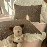 3/4Pcs Korean Princess Style Floral Ruffles Bedding Set Single Queen King Size Duvet Cover Set Bed Sheet Pillowcases