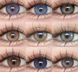 Natural Color Contact Lenses for Eyes Ladies Color Cosmetics with Diopter Lenses 2pcs Yearly Round Soft Color Lenses