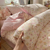 Ikeehome  new class A super soft washable four-piece cartoon quilt cover dormitory bed sheet three-piece bedding