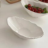 Ikeehome  Relief Sculpture Porcelain Bowl French Style Simple Household Food Container Fruit Vegetables Yogurt Salad Bowl Kitchen Supplies