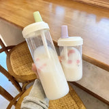 850ml Water Bottles Straw Cup Juice Milk Plastic Cup with Lid Straw Bubble Tea Coffee Cups Large Capacity Drinkware