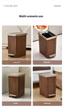 Wood Grain Garbage Bin High-end Household Garbage Storage Sealed with Lid Double Opening Design Kitchen and Bathroom Garbage Bin