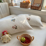 3/4Pcs Princess Style Cartoon Towel Embroidery Bedding Set Single Queen King Size Duvet Cover Set Bed Sheet Pillowcases