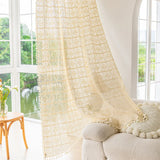 Cotton Hollow design Curtains Road Pocket Shade Tassel Curtain for Kitchen Living Bedroom Room Bay Window Cabinet Curtain
