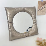 INS Cloth Desktop Makeup Mirror Dressing Table Square Cosmetic Mirror Home Aesthetic Hand Decorative Mirrors