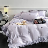 Class A Mother and Baby Grade French Romantic Four-piece Set Ice Silk Nude Sleeping Printed Duvet Cover Bedding Summer