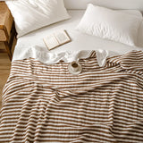 Summer Autumn Thin Quilt 100% Cotton Blankets Striped Knitted Comfortable Washable Bed Blanket Quilting Suitable for Adults Kids