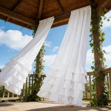 2pcs Romantic Pastoral Multi-Layer Ruffled Half-Blackout Outdoor Curtains,with Top Rod Pocket,Suitable ForDoor Curtains,Bedrooms