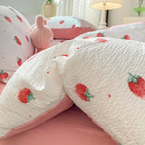 Korean Style Seersucker  Washed cotton Bedding Set  Girls Twin Queen Size Duvet Cover   Bed Linens Kids Fashion