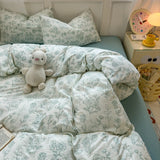 Floral Bedding set plaid Duvet cover 100% cotton 4pcs Bedding for Winter Bed with Sheet with Pillowcases Home Textiles