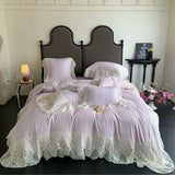 4pcs French Princess Style Pure Cotton 100% Bedding Set Luxury Quilt Cover 200x230 220x240 Bed Cover and 2pcs Pillowcases