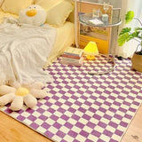 Retro Checkerboard Rugs for Bedroom Home Decor Fluffy Soft Plush Floor Mat Living Room Decoration Carpet Lattice Lounge Rug