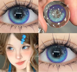1 Pair Hot Sale Blue Comic Eye Fashion Color Contact Lenses Lady with Eye Soft Green Gloss Eyes Diopters Myopia Degree