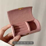 Portable Velvet Jewelry Box with Compartments Compact Travel Jewelry Organizer for Rings Earrings Bracelets Storage Case Gift