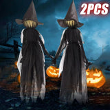 Interactive Light-Up Witch Decoration with Motion Sensor Scary Sound Effects Creepy Animated Prop for Haunted House Halloween