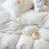 Princess Style Bedding Sets Ruffle Lace Bow Quilt Cover Romantic Print Bedclothes Home Decor Woman Girl Bedroom Duvet Cover 4pcs