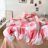 3pcs Classic Black and White Plaid Striped Duvet Cover Set Soft Washed Cotton Quilt Cover Adult Children Bedroom Bedding Set