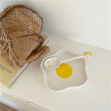 Novelty Ceramic Plate Lovely Fried Egg Shape Afternoon Tea Dessert Saucer Breakfast Salad Fruit Tray Creative Tableware Dishes