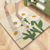 Square Floral Bath Mat, Ultra Plush Absorbent Bathroom Rug, Non-Slip Backing & Soft Touch Surface, Floor Mats for Bathroom Decor