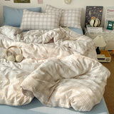 Classic Black White Plaid Bedding Set Soft Seersucker Duvet Cover Set Double-sided Checkered Quilt Cover for Single Double Bed