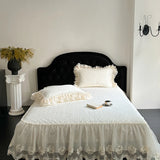 4Pcs Pink Romantic Lace Ruffles Princess Wedding Bedding Set 100% Cotton Duvet Cover Bed Sheet Or Quilted Bedspread Pillowcases