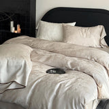 Vintage Jacquard Luxury Bedding Set Super Soft Silky Cooling Natural Lyocell Duvet Cover Flat/Fitted Bed Sheet Pillowcases 3/4Pc