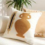 45x45cm Embroidered Cushion Covers Set, Aesthetic Boho Style for Bedroom & Sofa, Brown & Beige Decorative Pillow Cases