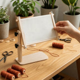 Needlework Holder Adjustable Embroidery Hoop Stand Hands-Free Square Needlework Stand Stable Wooden Cross Stitch Frame Home Use
