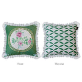 French Throw Pillowcase Spring/Summer Green Retro Pink Rose Home Decorative Pillows for Sofa Headrest Cushion Lace Pillow Cover