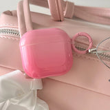 New Gradient Pink Gloss Smooth Soft Silicone Case With Keychain For Apple AirPods Pro 2 3 4 1 Wireless Bluetooth Earphone Cover