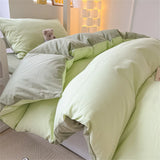 Japan Style Bedding Set Plaid Duvet Cover Set With Sheet Bedroom Decor Skin Friendly King Single Double Bedding Set Home Textile