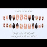 Leopard Print Press on Nails French Acrylic Nail French Design Press on Nails Leopard Print Gold Beads Nails Set Press on Almond