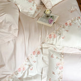 1000TC Egyptian Cotton Butterfly Flowers Embroidery Patchwork Bedding Set Duvet Cover Flat/Fitted Bed Sheet Pillowcases 4Pcs