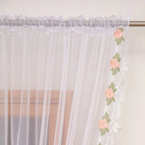 1PC Floral Embroidered Lace Sheer Curtain, Light Filter Drape for Bedroom Living Room Kitchen, Warm Housewarming Gift