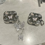 Luxury Plated Pleated Butterfly Mirror Protective Shell Soft Case For Airpods 1 2 3 Earphone With Pendant Cover or Airpods Pro 2