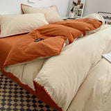 3pcs Solid Color High Quality Duvet Cover Set Luxury Purple Comforter Cover with 2 Pillowcases Triangle Sewn Edge Design Bedding