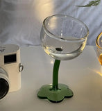 Cute Colourful Glass Wine Glass Tilted Heads Goblet Red Wine Cocktail Champagne Glass Cup Dessert Ice Cream Bow Cup