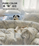 A-Class Skin Friendly Printing Bedding Set With Lace Duvet Cover Bed Sheet Pillowcases Four Piece Set Bedroom Decor Home Textile