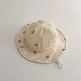 Summer Baby Hat Children Sunscreen Outdoor Caps for Boys Girls Cute Bear Print Panama Hat Unisex Beach Fishing Hat for 2-6 Years