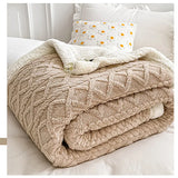 Thick Bed Blanket Double Layer New Winter Lamb Fleece Blanket Home Warm Sherpa Soft Sofa Cover Throw Newborn Wrap Kids Bedspread